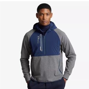 Hot!RLX Ralph Lauren Performans French Terry Mens Golf Quarter Zip Hoodie.$198